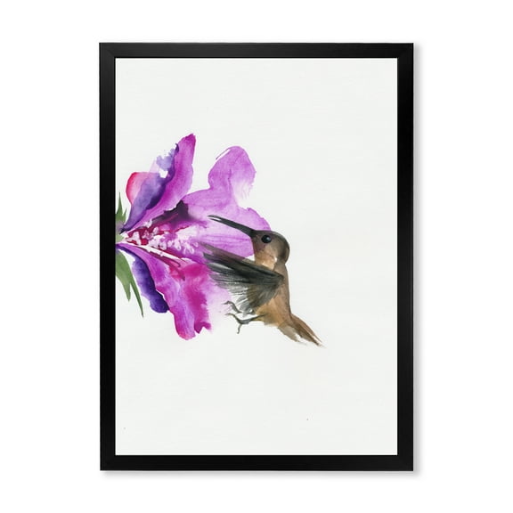 Designart 'Purple Fuchia VIntage Flower' Traditional Framed Art Print