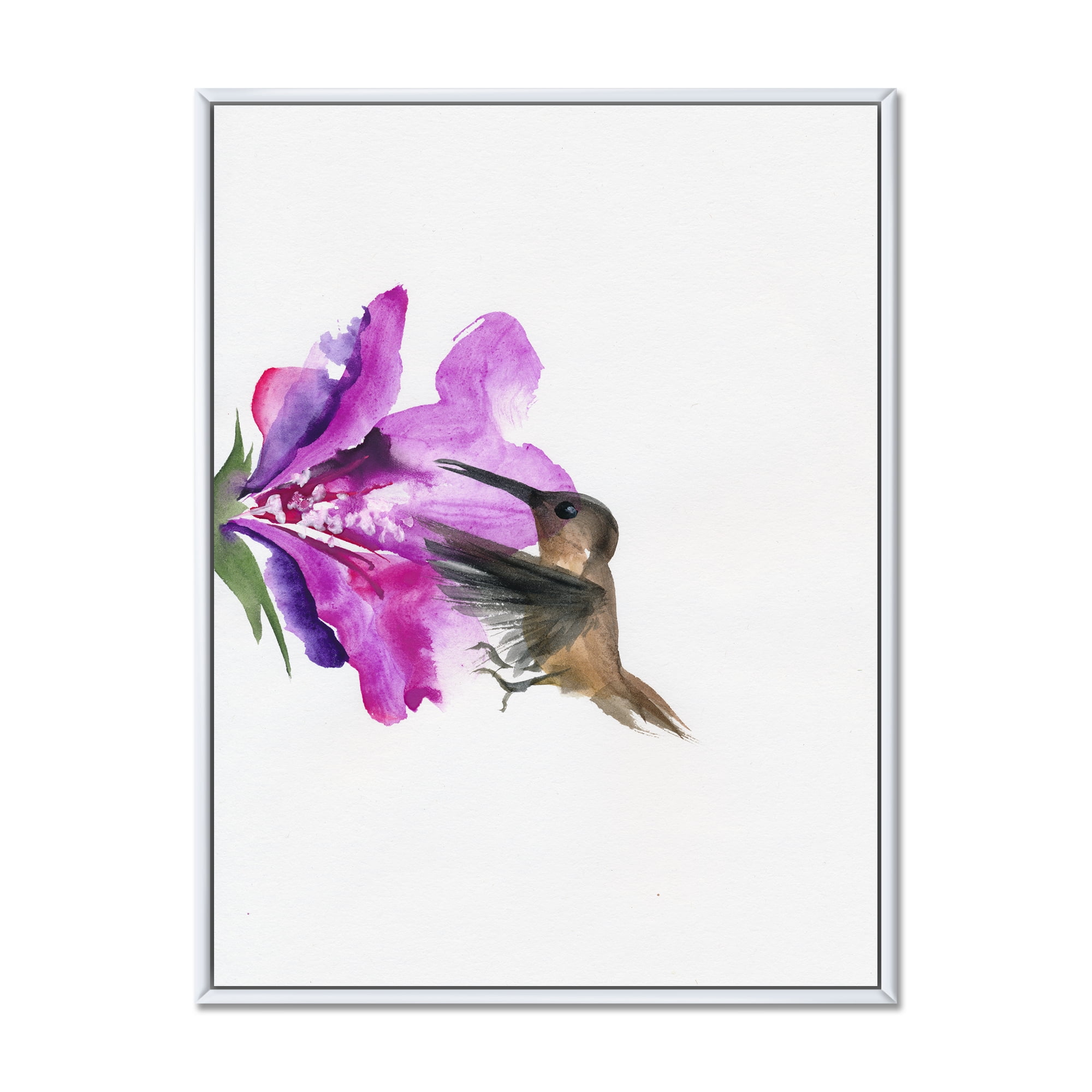 Designart 'Purple Fuchia VIntage Flower' Traditional Framed Canvas Wall Art Print
