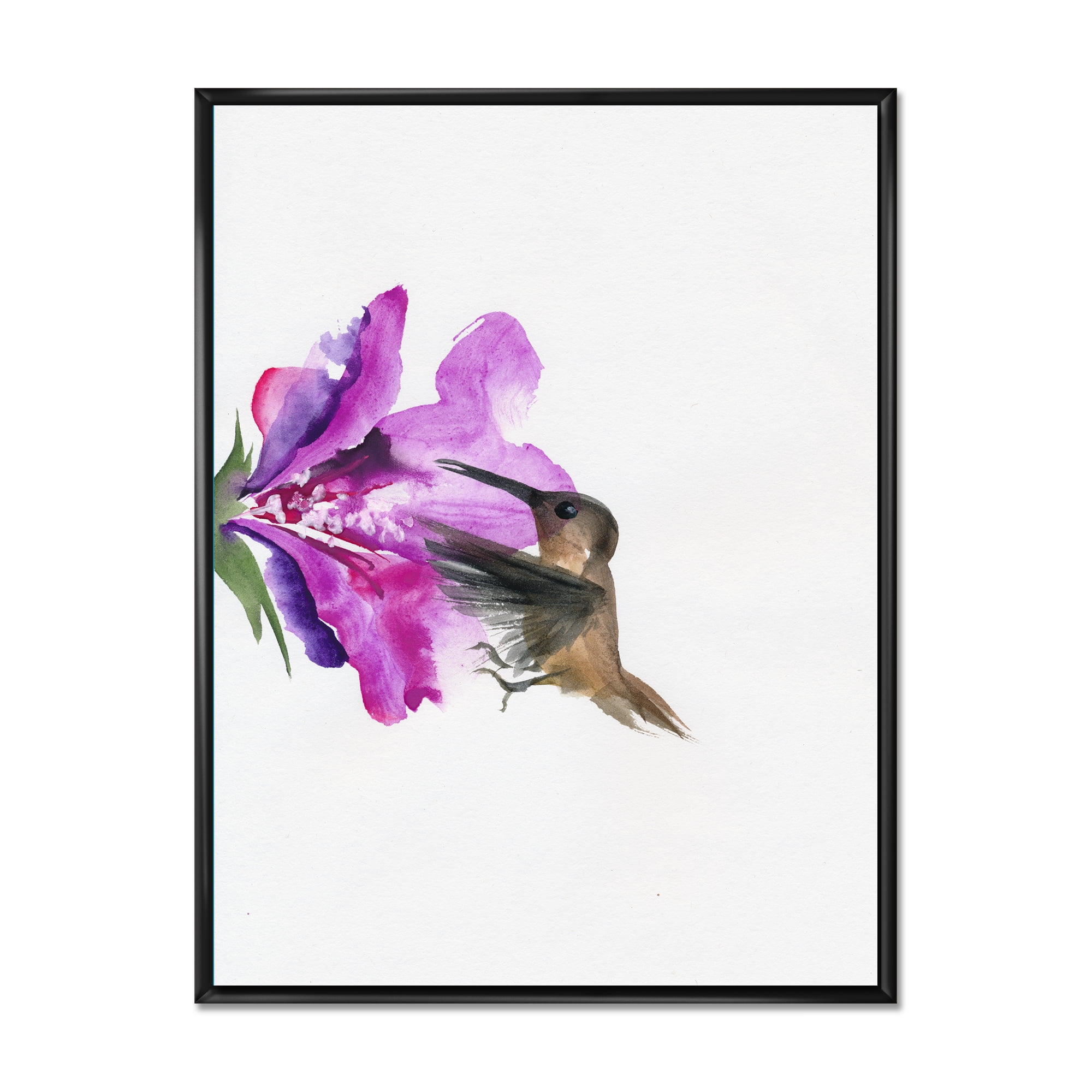 Designart 'Purple Fuchia VIntage Flower' Traditional Framed Canvas Wall Art Print