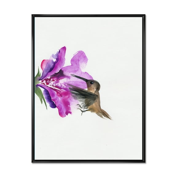 Designart 'Purple Fuchia VIntage Flower' Traditional Framed Canvas Wall Art Print