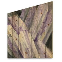 Designart 'Purple Glacier Geometric' Modern Farmhouse Print on Natural Pine Wood