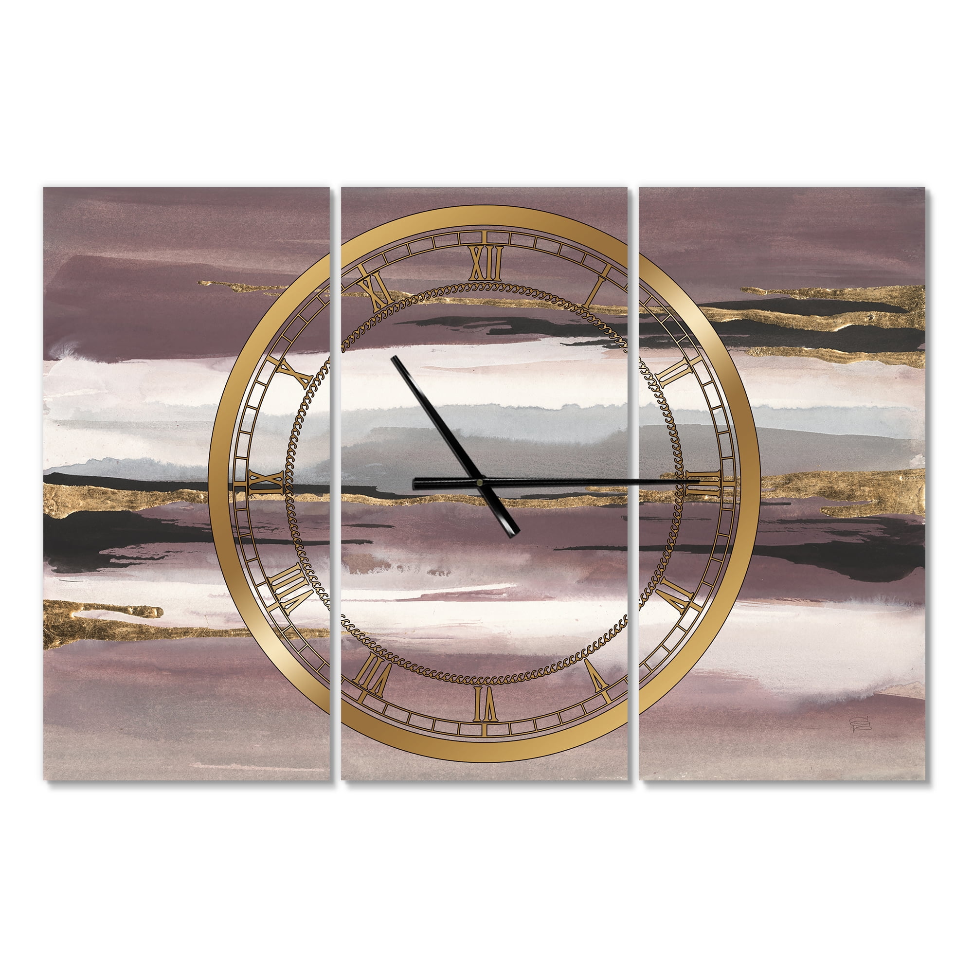 Designart 'Purple Glam Storm I' Modern wall clock