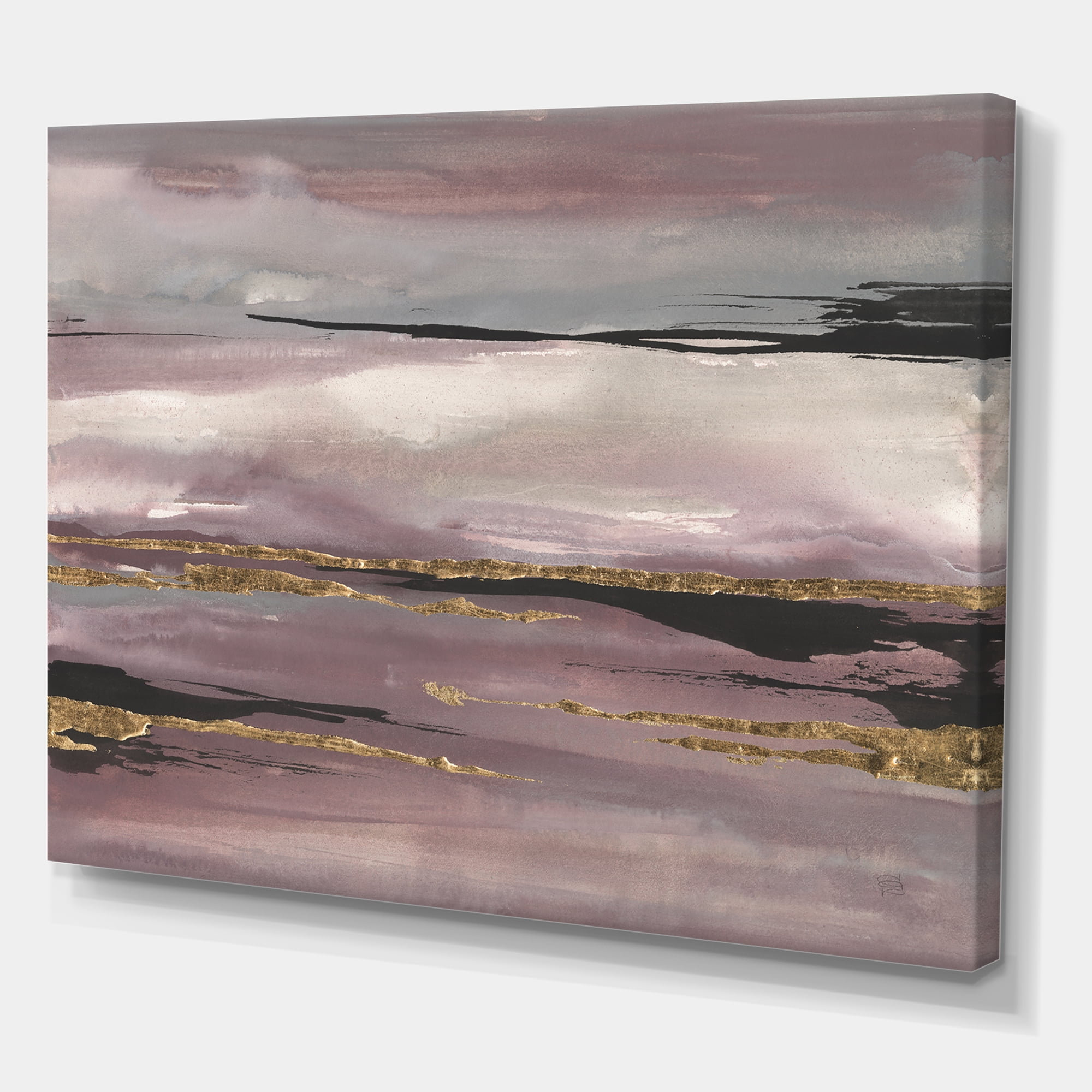 Designart 'Purple Glam Storm III' Glam & Shabby Chic Premium Canvas Wall Art