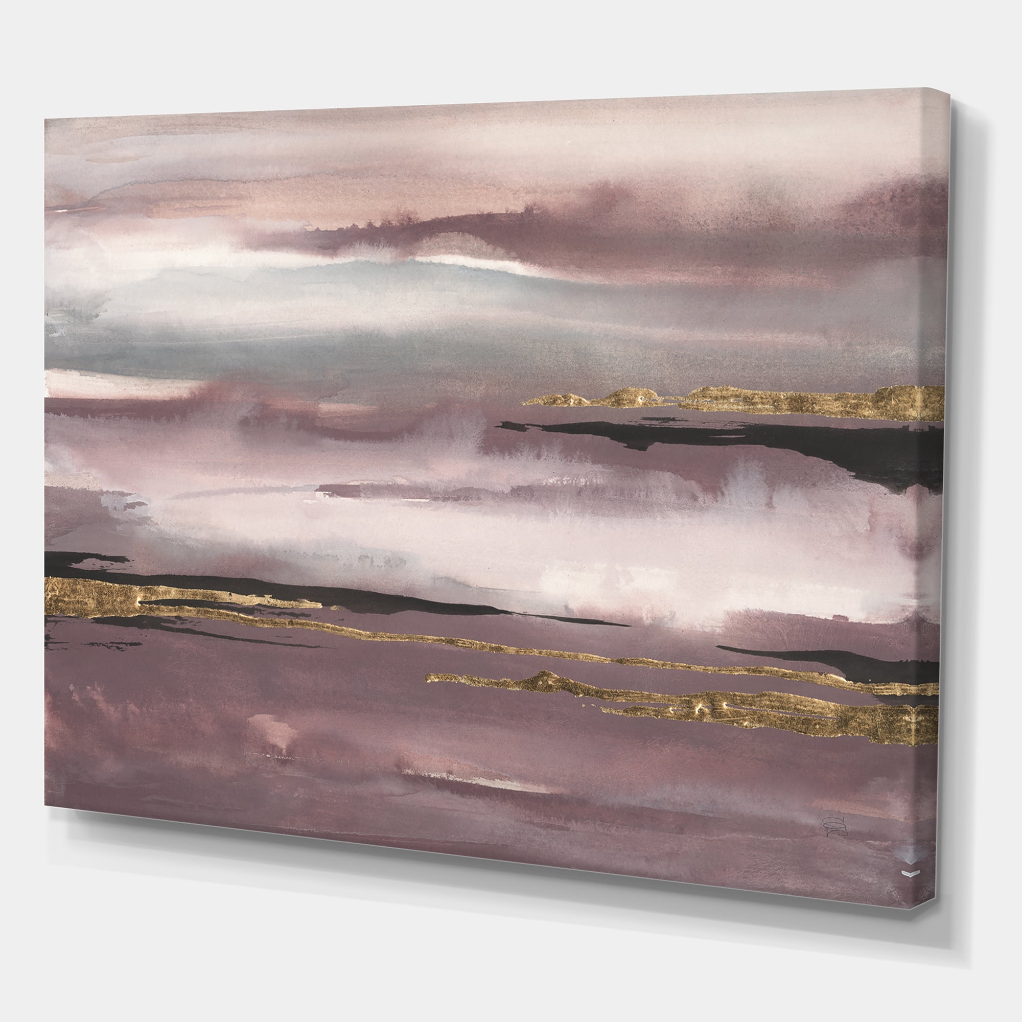 Designart 'Purple Glam Storm IV' Glam & Shabby Chic gallery-wrapped Canvas