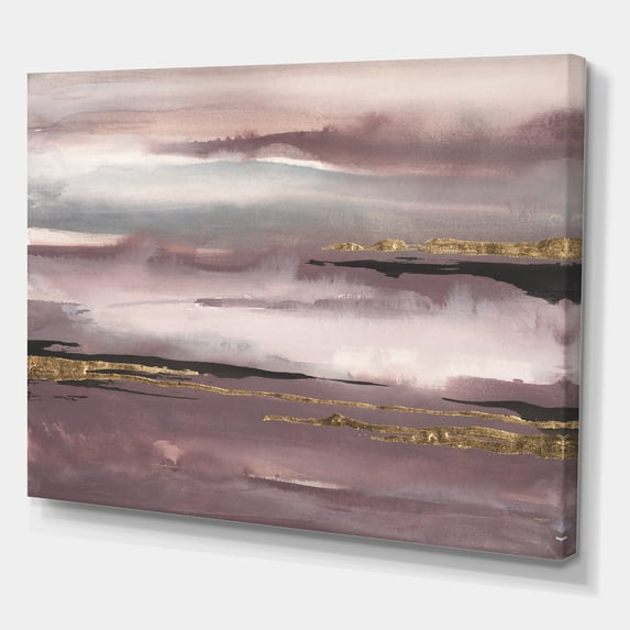 Designart 'Purple Glam Storm IV' Glam & Shabby Chic gallery-wrapped Canvas