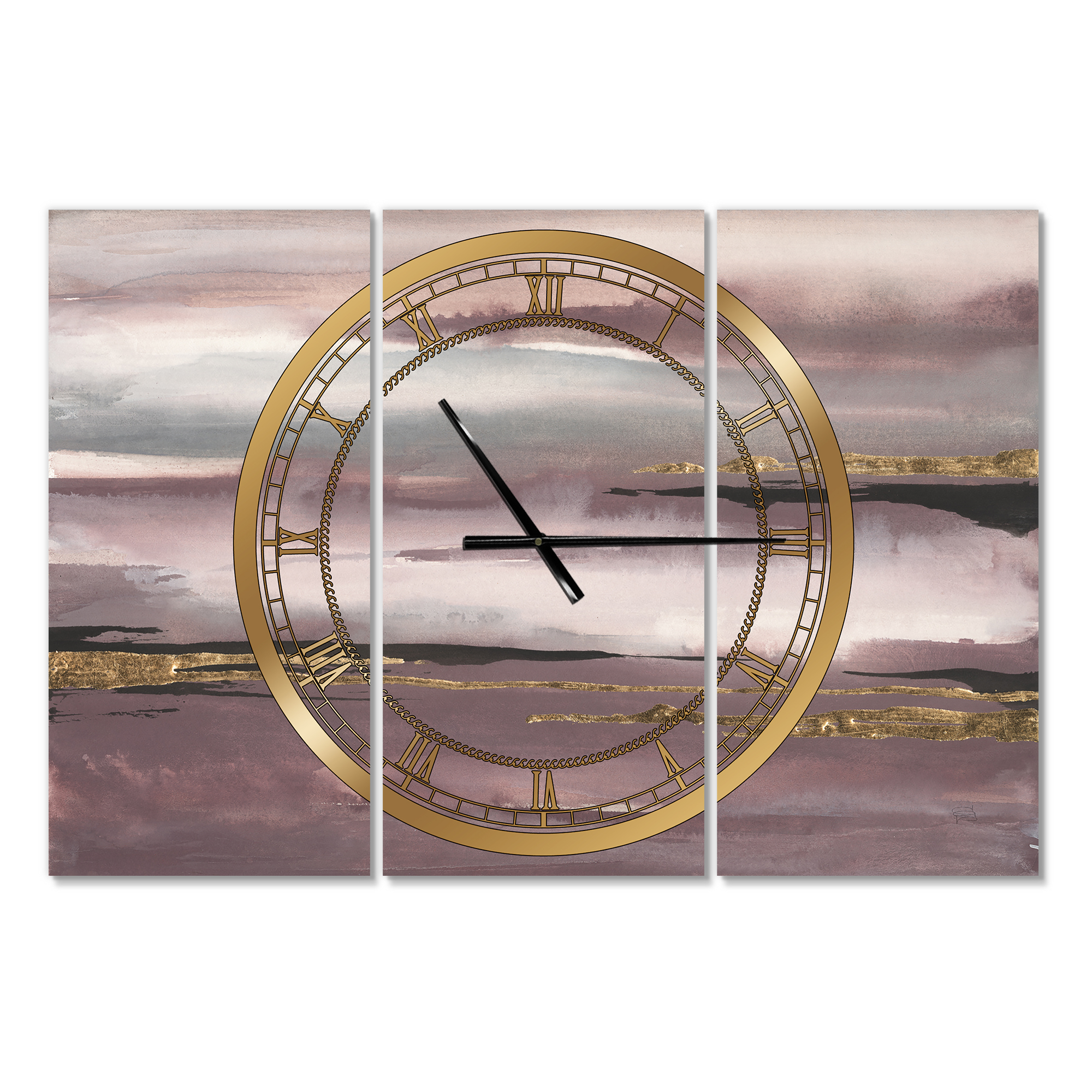Designart 'Purple Glam Storm IV' Modern Wall Clock