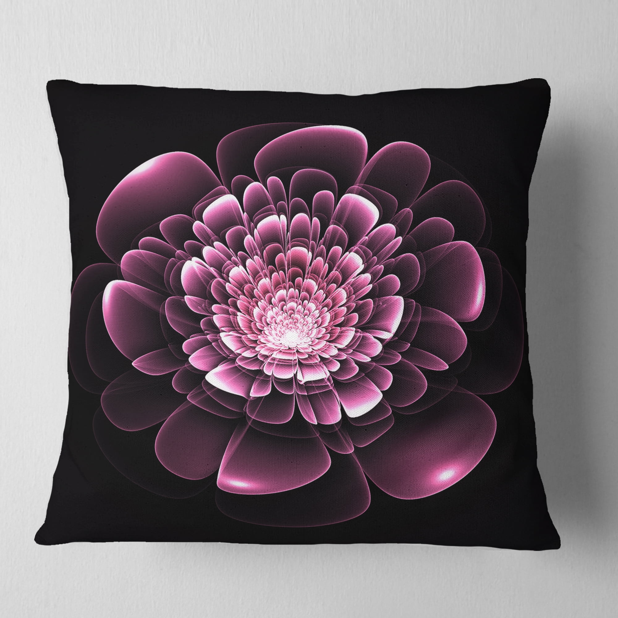 Designart Purple Glossy Typical Fractal Flower - Floral Throw Pillow - 16x16