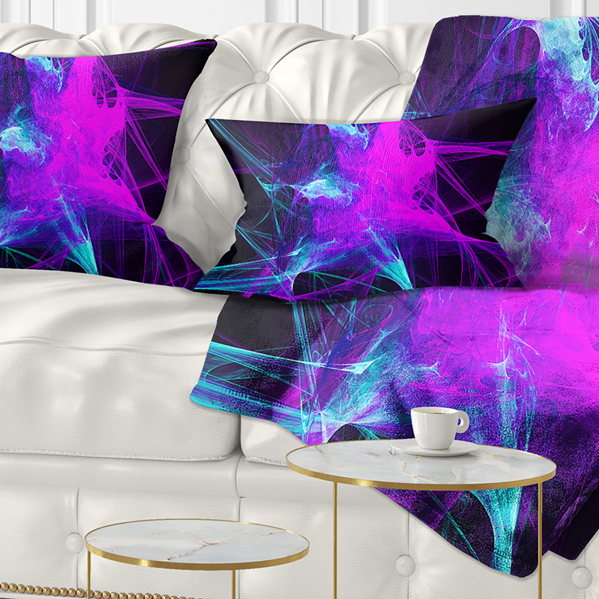 Designart Purple Glowing Ball of Smoke - Abstract Throw Pillow - 12x20