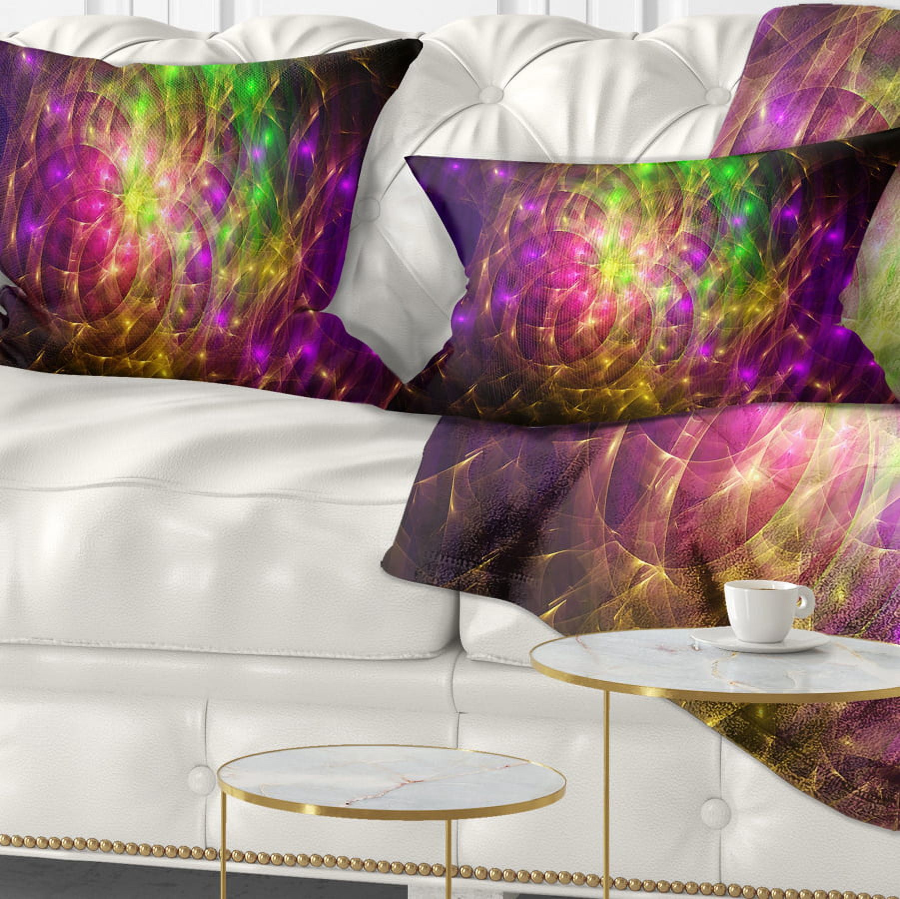 Designart Purple Green Symphony of Colors - Abstract Throw Pillow - 12x20