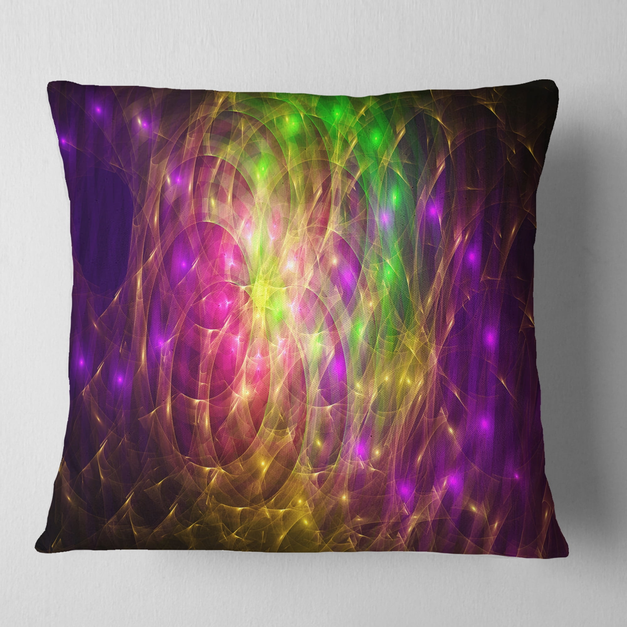 Designart Purple Green Symphony of Colors - Abstract Throw Pillow - 18x18