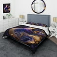 thumbnail image 1 of Designart "Purple-Hued Marble Geode II" Abstract Liquid Ink Bedding Covert Set - Modern Purple Abstract Bed Set With 1 Sham, 1 of 6