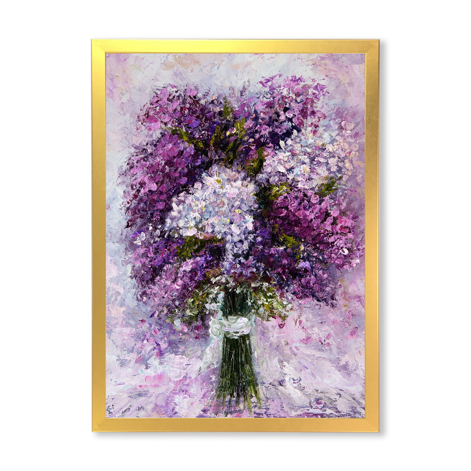 Designart 'Purple Hyacinth Flowers Bouquet' Traditional Framed Art Print