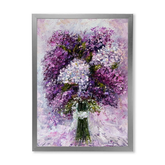 Designart 'Purple Hyacinth Flowers Bouquet' Traditional Framed Art Print