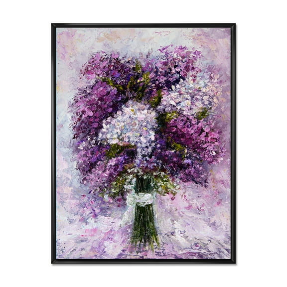 Designart 'Purple Hyacinth Flowers Bouquet' Traditional Framed Canvas Wall Art Print