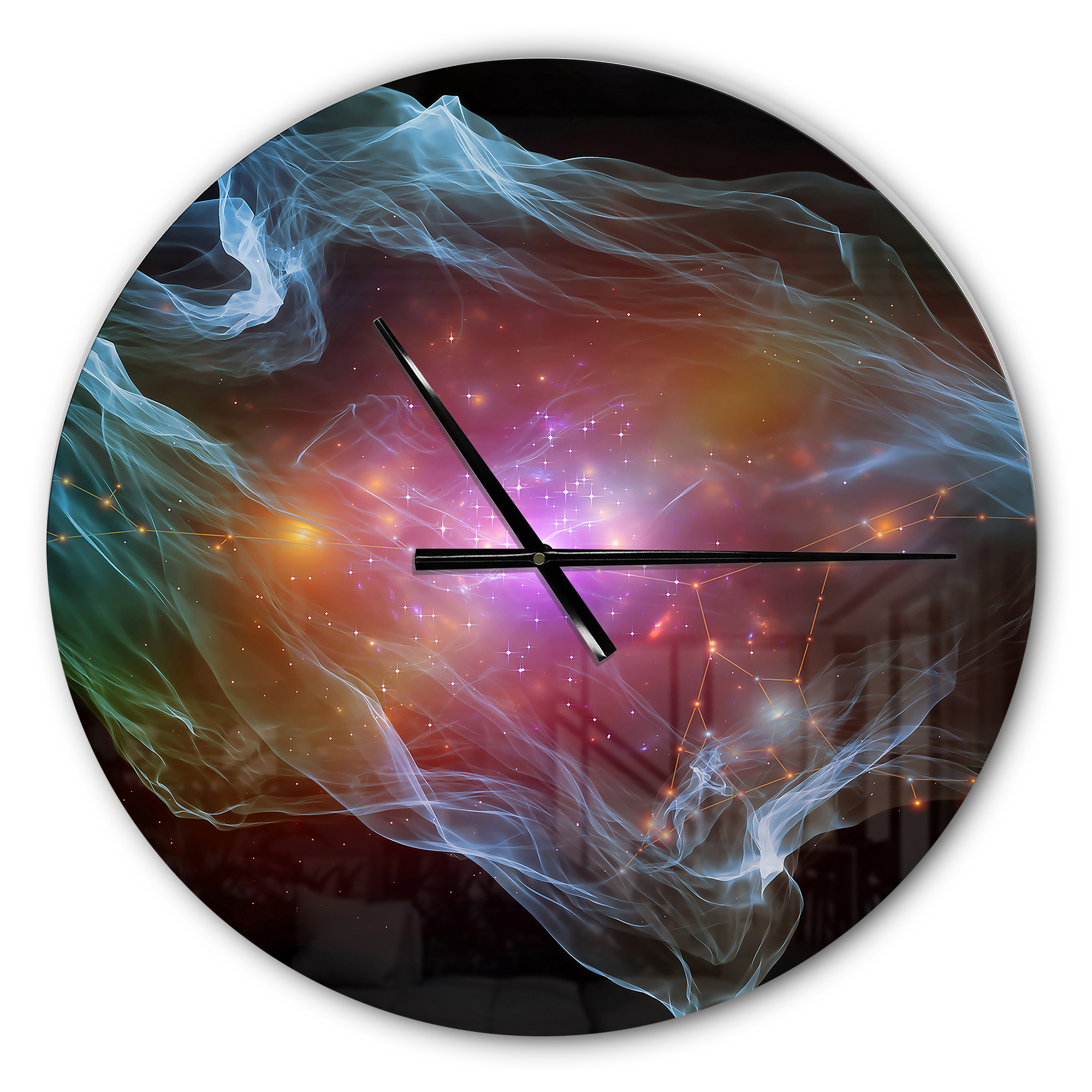 Designart 'Purple Lights of Network ' Modern wall clock