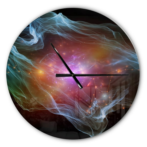 Designart 'Purple Lights of Network ' Modern wall clock