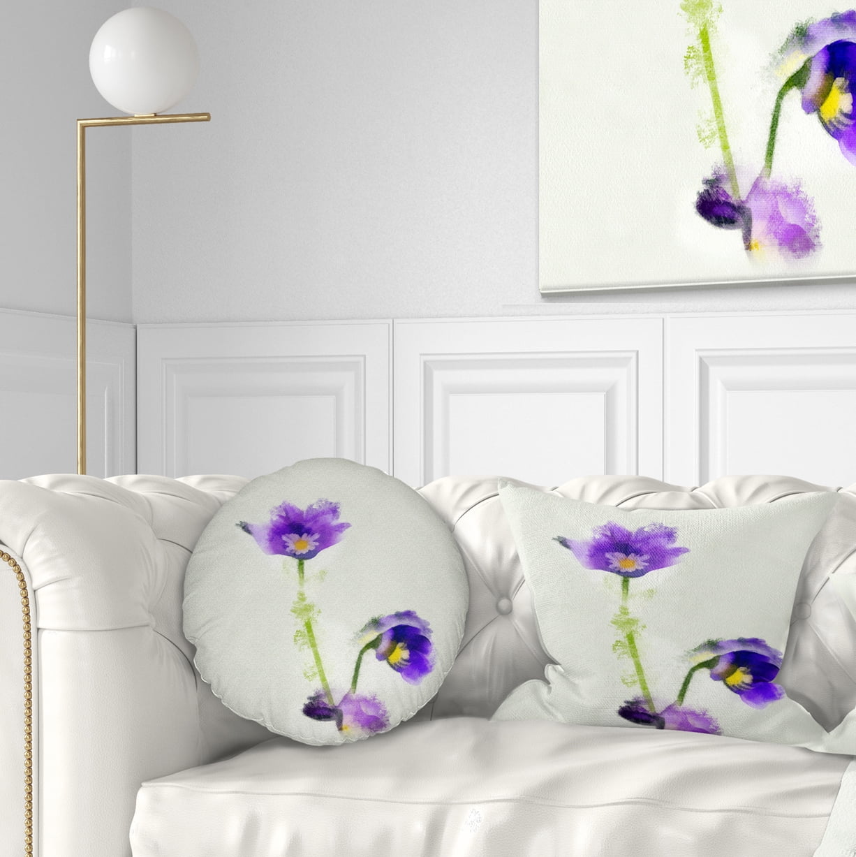 Designart Purple Liverleaf Flower Watercolor - Floral Throw Pillow - 12x20