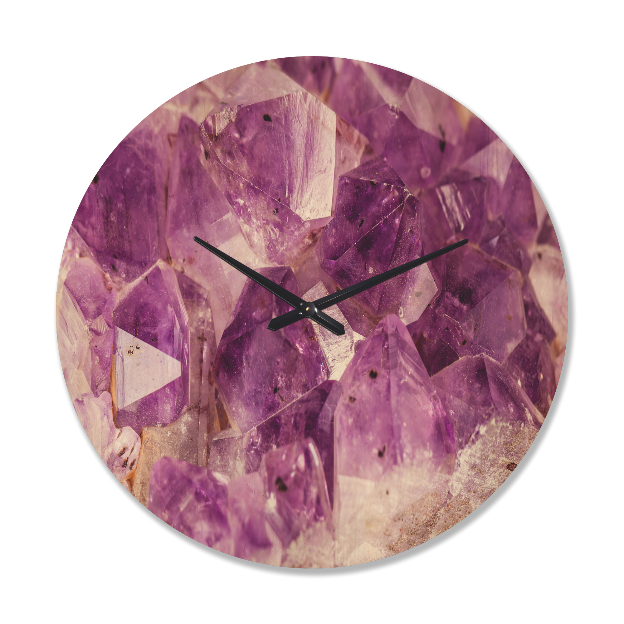 Designart 'Purple Macro Amethyst ' Modern Wood Wall Clock