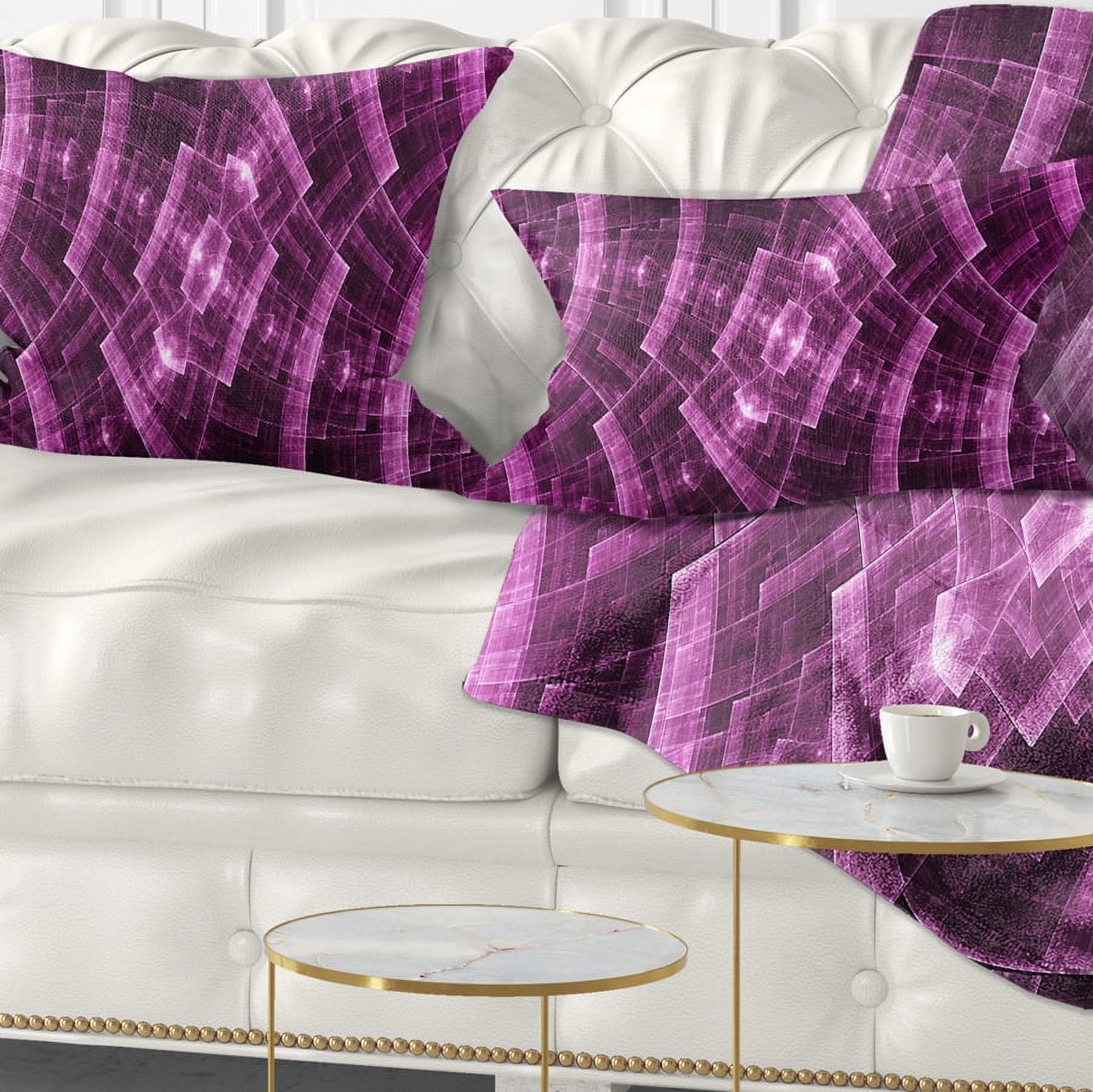 Designart Purple Metal Protective Grids - Abstract Throw Pillow - 12x20