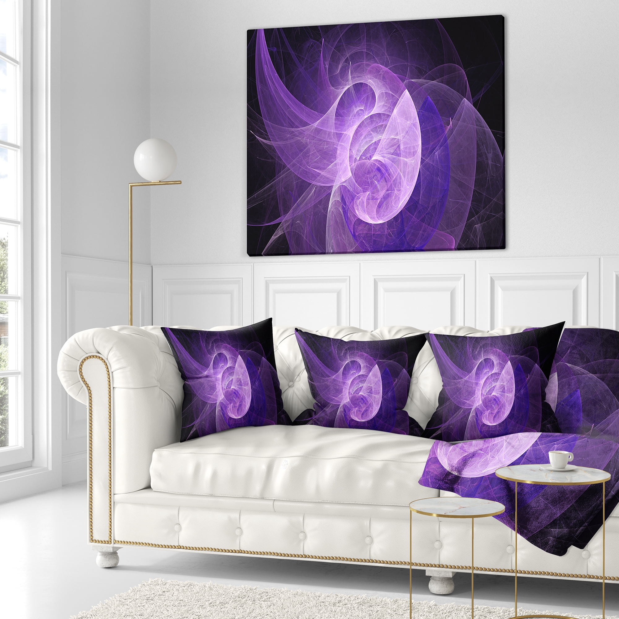 Designart Purple Mystic Psychedelic Design - Abstract Throw Pillow - 16x16