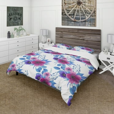 Designart 'Purple Pansie and Other Blossoming Flowers' Abstract Duvet Cover Set