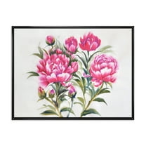 Designart 'Purple Peonies Flowers' Traditional Framed Canvas Wall Art Print