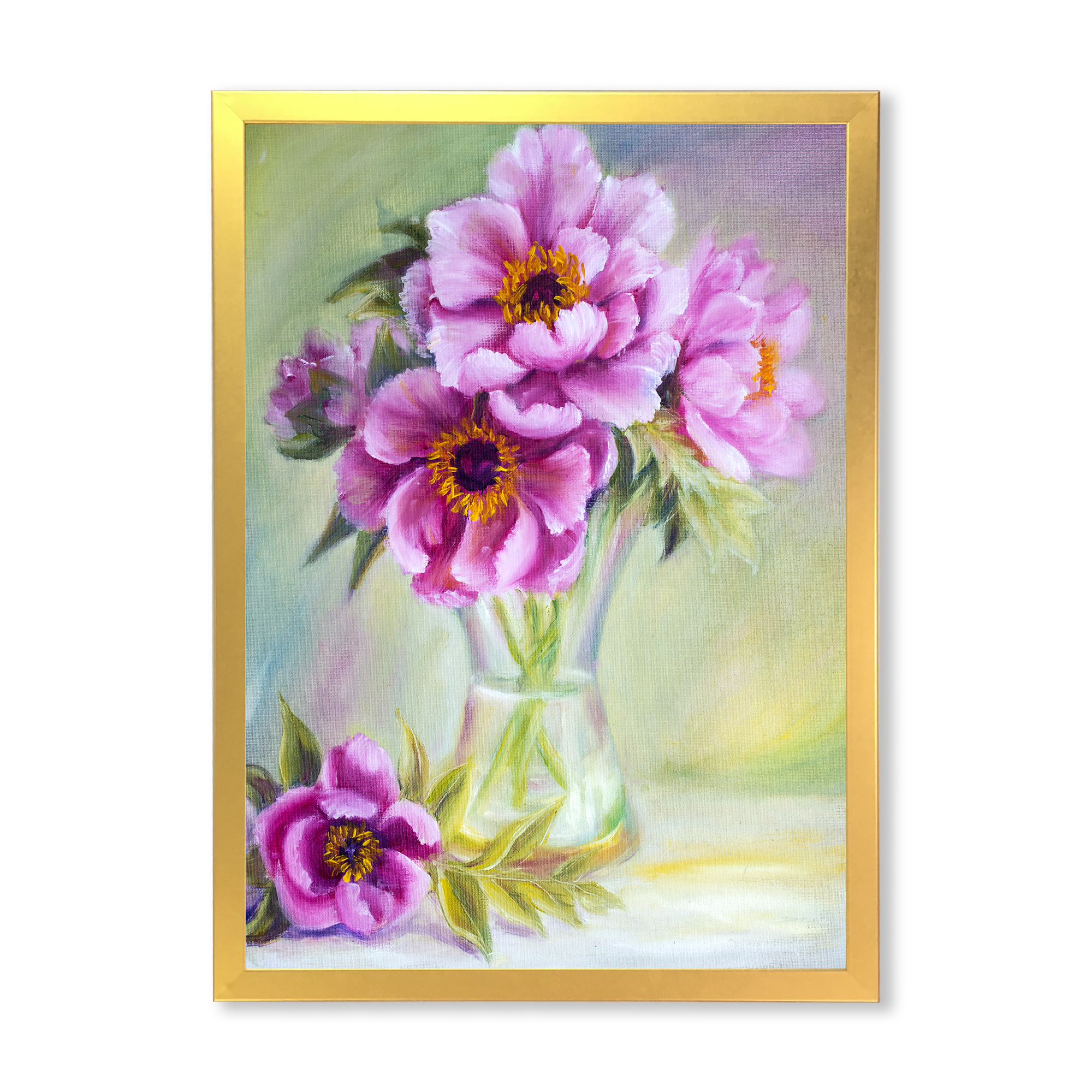 Designart 'Purple Peonies In Vase Still Life' Traditional Framed Art Print