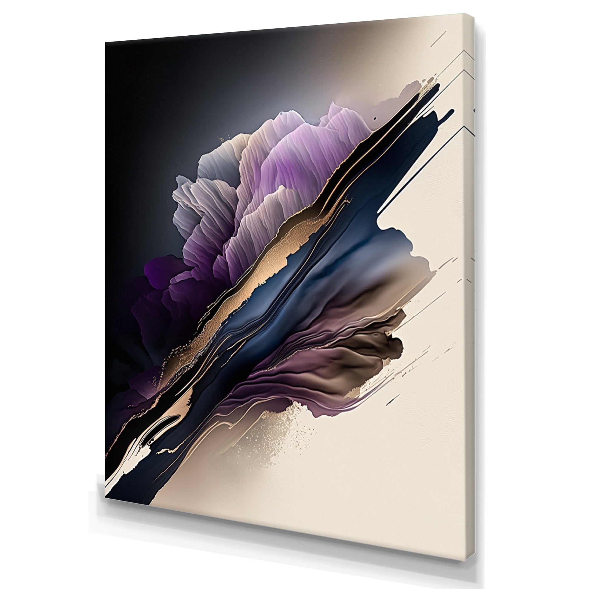 Designart Purple Peony Hyperrealistic Flowers I Canvas Wall Art