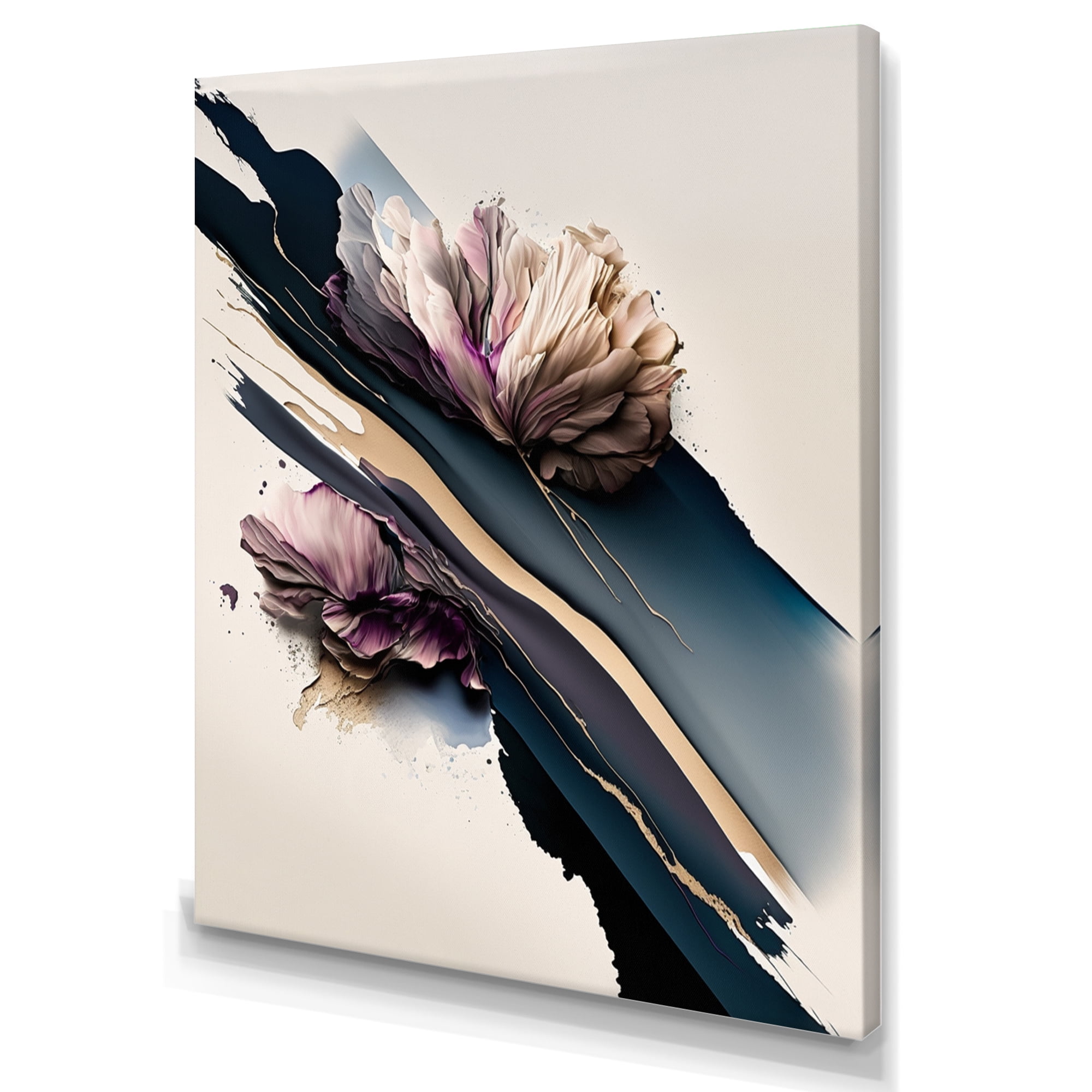 Designart Purple Peony Hyperrealistic Flowers II Canvas Wall Art