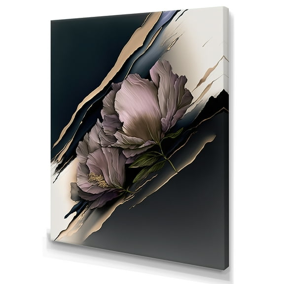 Designart Purple Peony Hyperrealistic Flowers III Canvas Wall Art