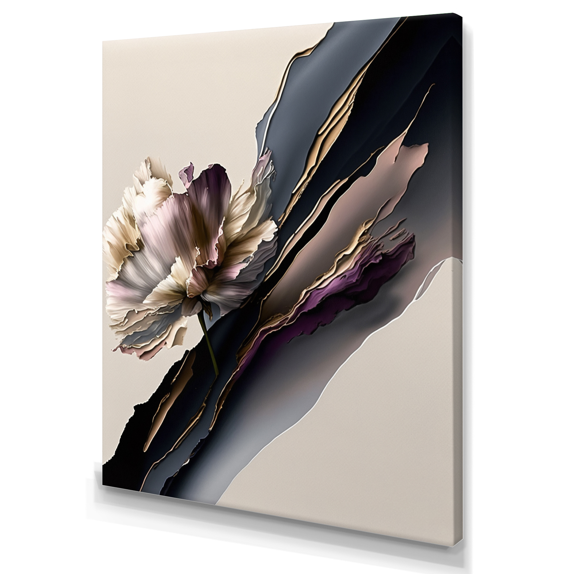 Designart Purple Peony Hyperrealistic Flowers IV Canvas Wall Art