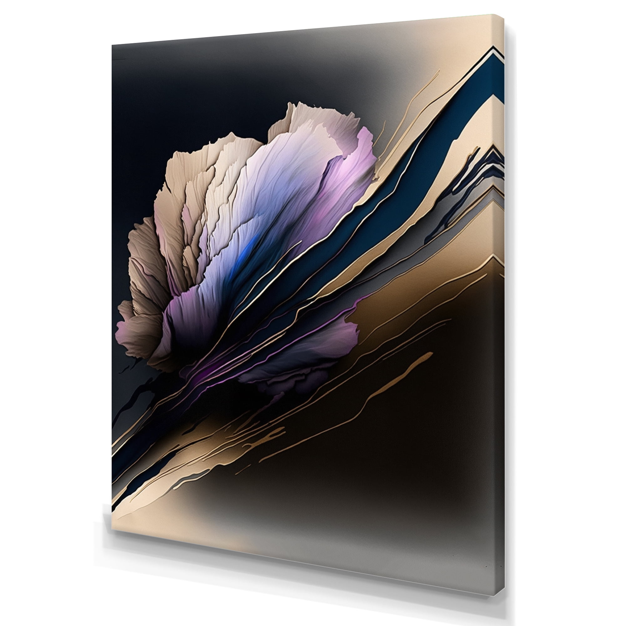 Designart Purple Peony Hyperrealistic Flowers V Canvas Wall Art