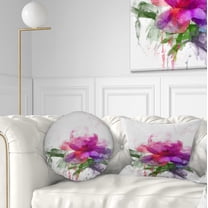 Designart Purple Peony Illustration Sketch - Flowers Throw Pillowwork - 12x20