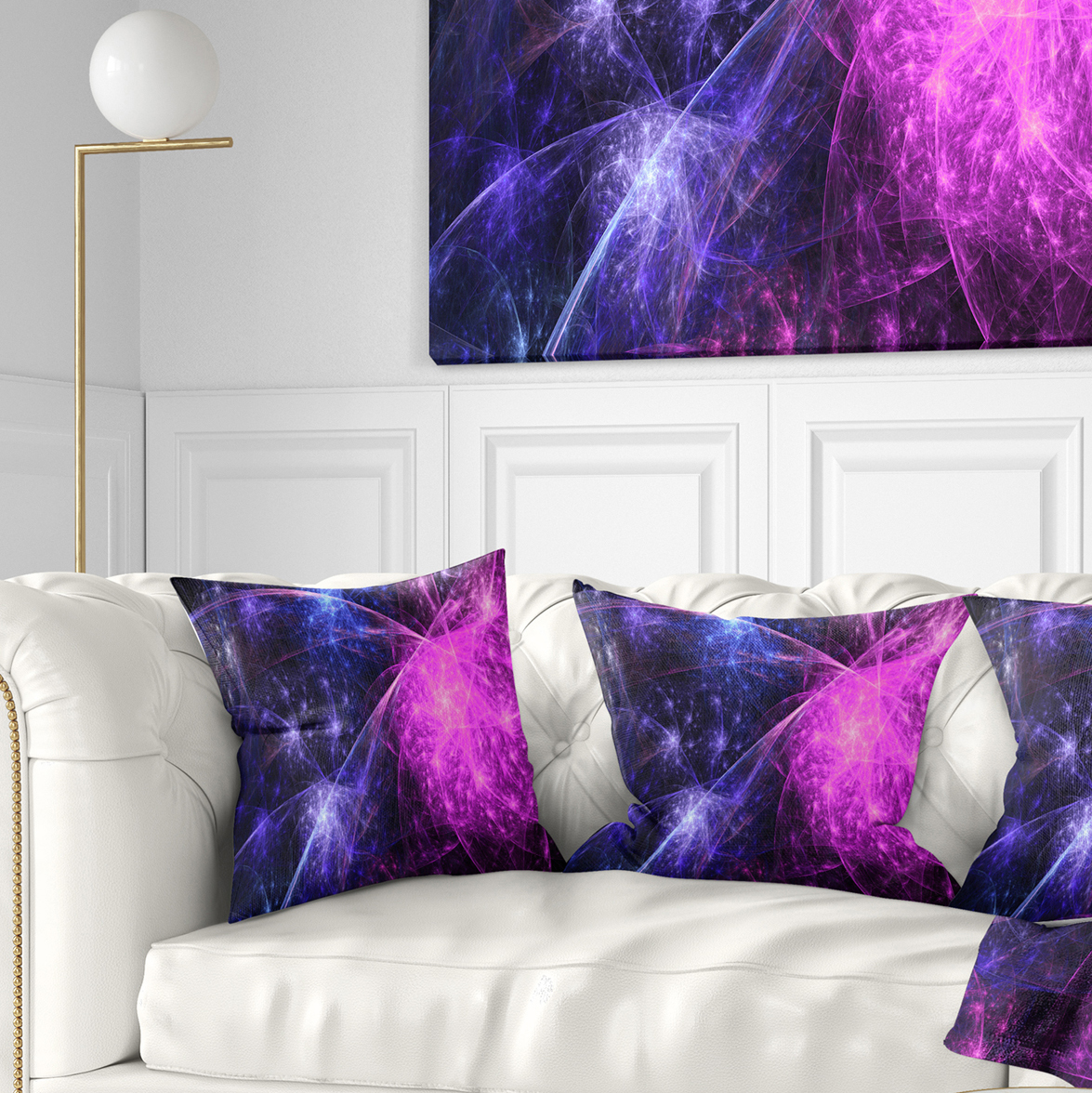 Designart Purple Pink Colorful Fireworks - Abstract Throw Pillow - 16x16