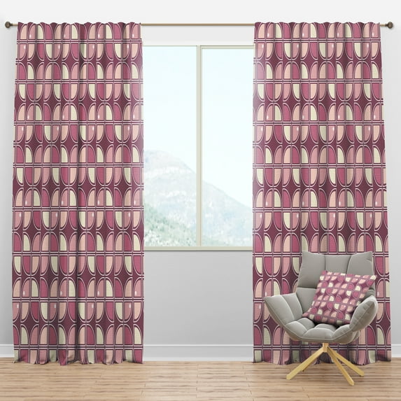Designart 'Purple Pink Desing Retro Pattern' Mid-Century Modern Blackout Curtain Panel