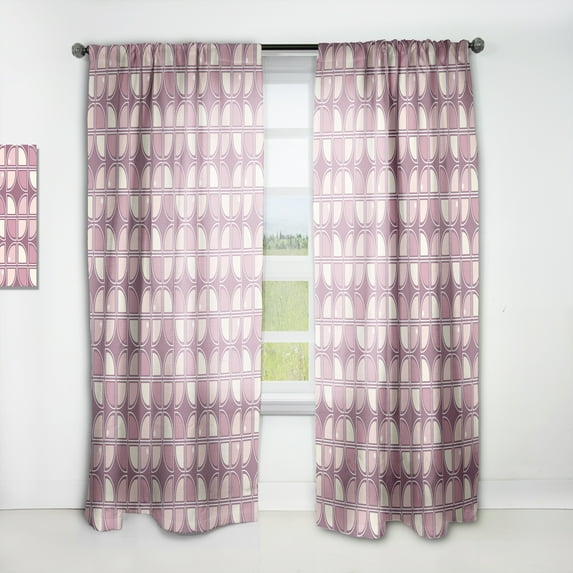 Designart 'Purple Pink Desing Retro Pattern' Mid-Century Modern Curtain Panel