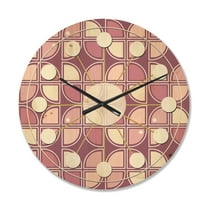 Designart 'Purple Pink Desing Retro Pattern' Mid-Century Modern Wood Wall Clock