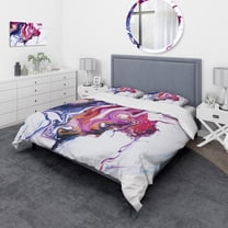 Designart 'Purple, Pink and Blue Hand Painted Marble Composition' Mid-Century Modern Duvet Cover Set