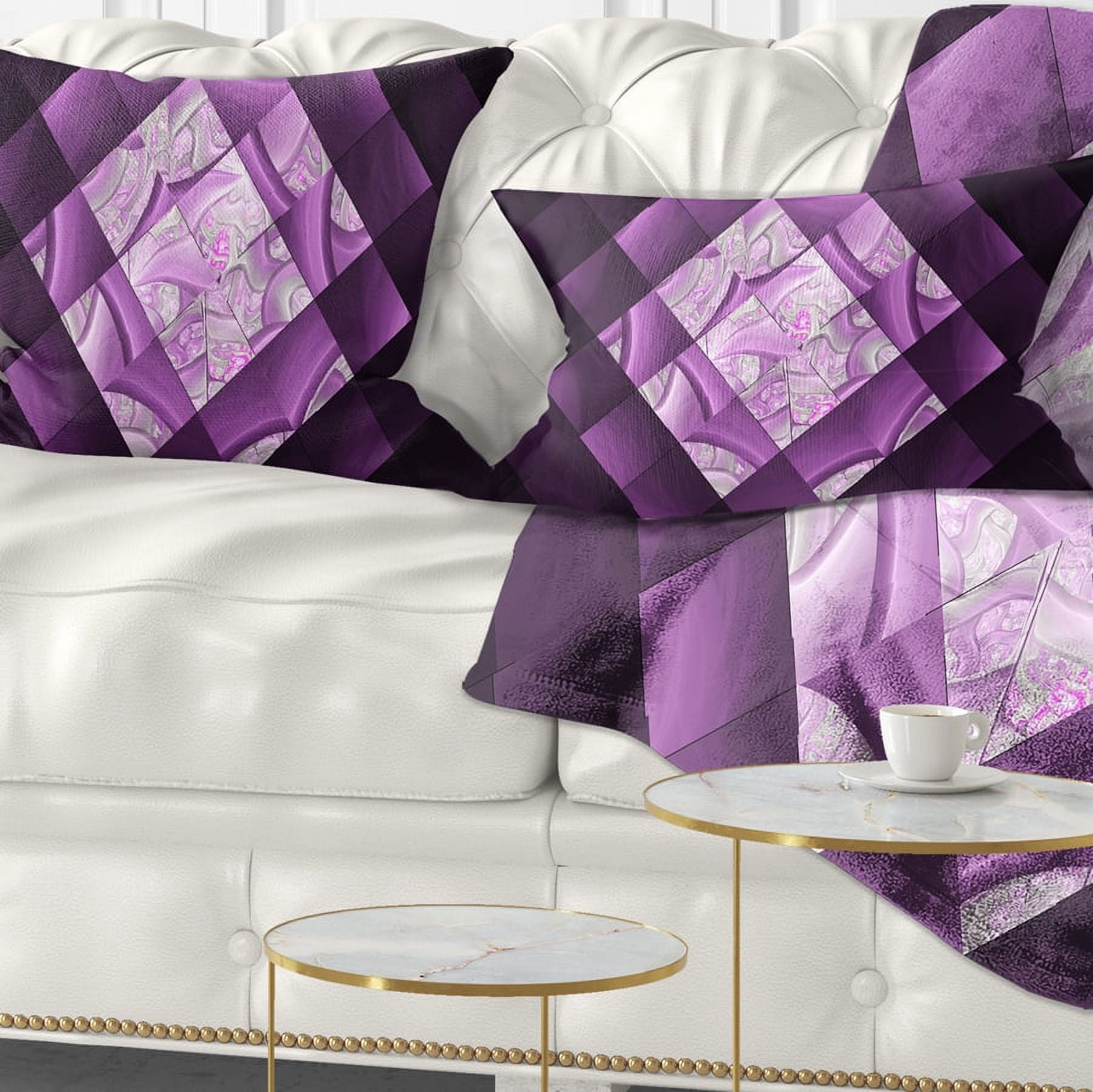 Designart Purple Pixel Field of Squares - Abstract Throw Pillow - 12x20