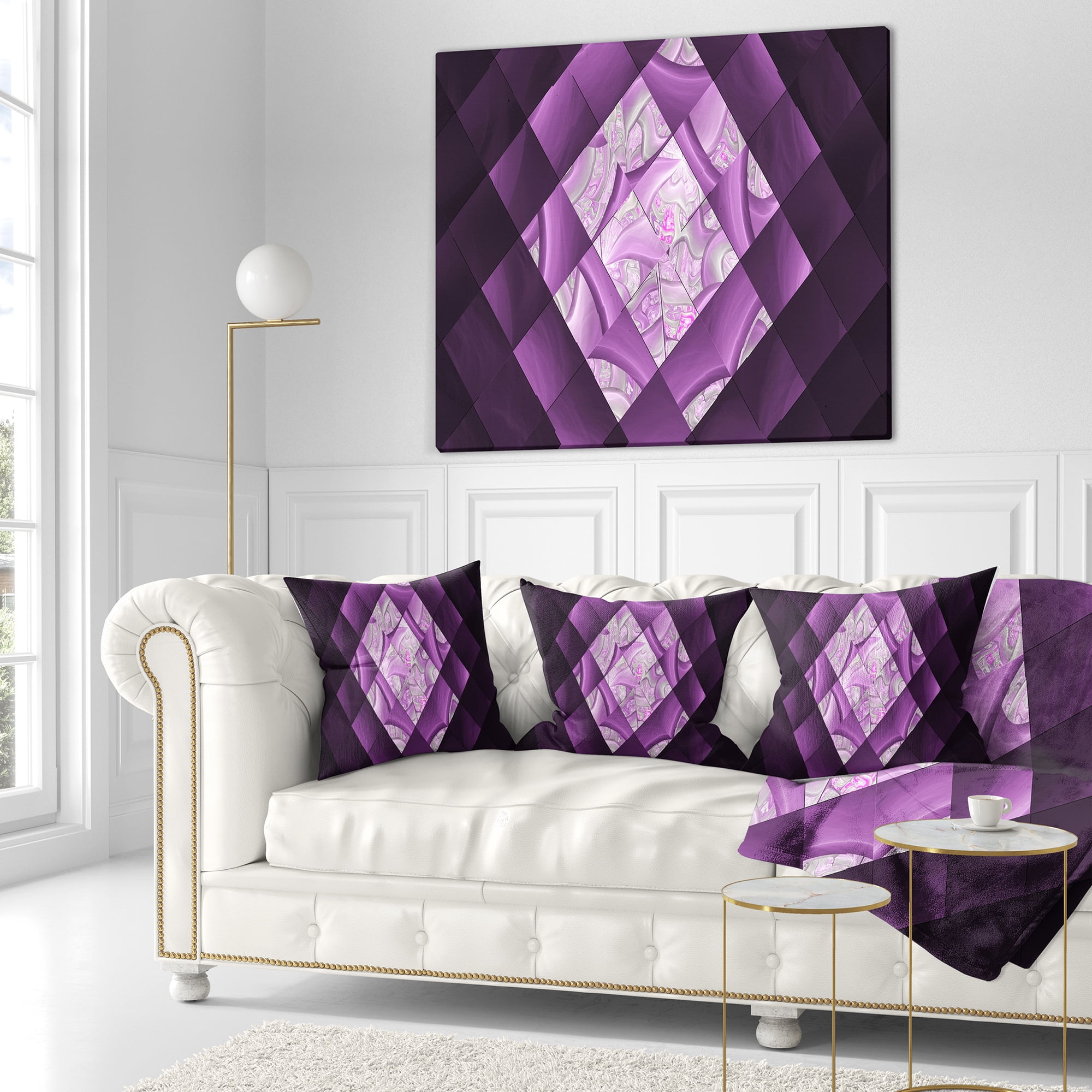 Designart Purple Pixel Field of Squares - Abstract Throw Pillow - 16x16