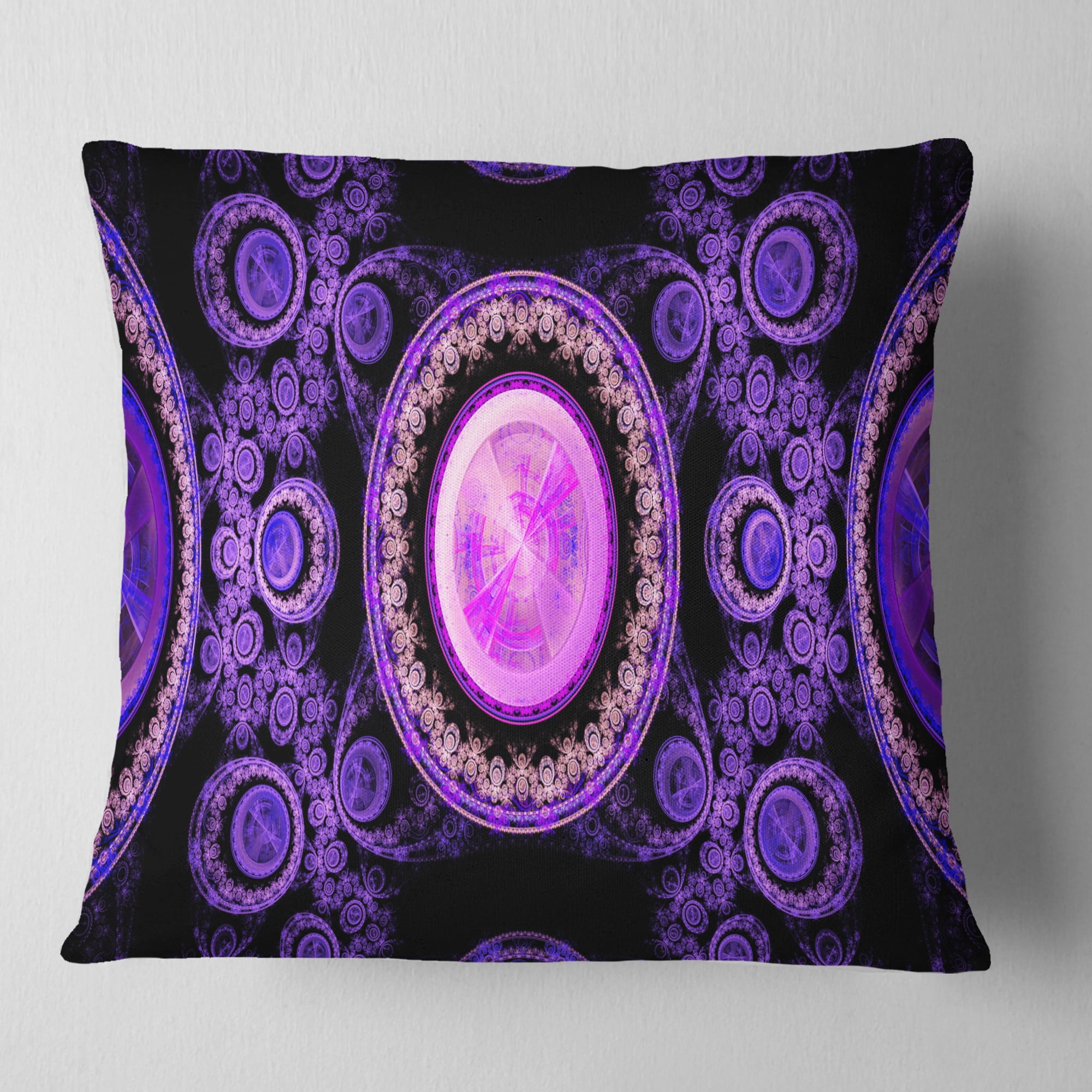 Designart Purple Psychedelic Relaxing Art - Abstract Throw Pillow - 18x18