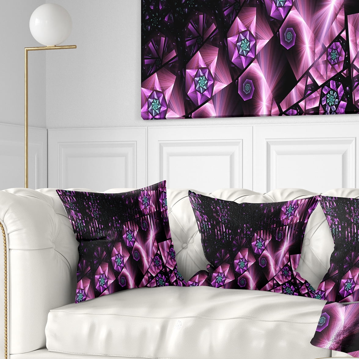 Designart Purple Radiance of Starry Sky - Abstract Throw Pillow - 16x16