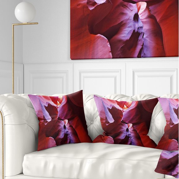 Designart Purple Rays in Antelope Canyon - Landscape Photography Throw Pillow - 18x18