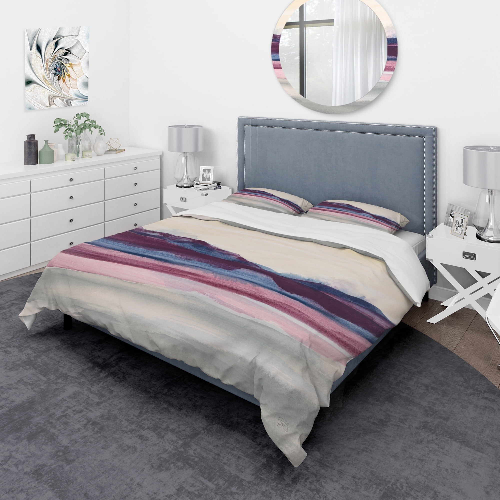 Designart 'Purple Rock landscape' Geometric Duvet Cover Set