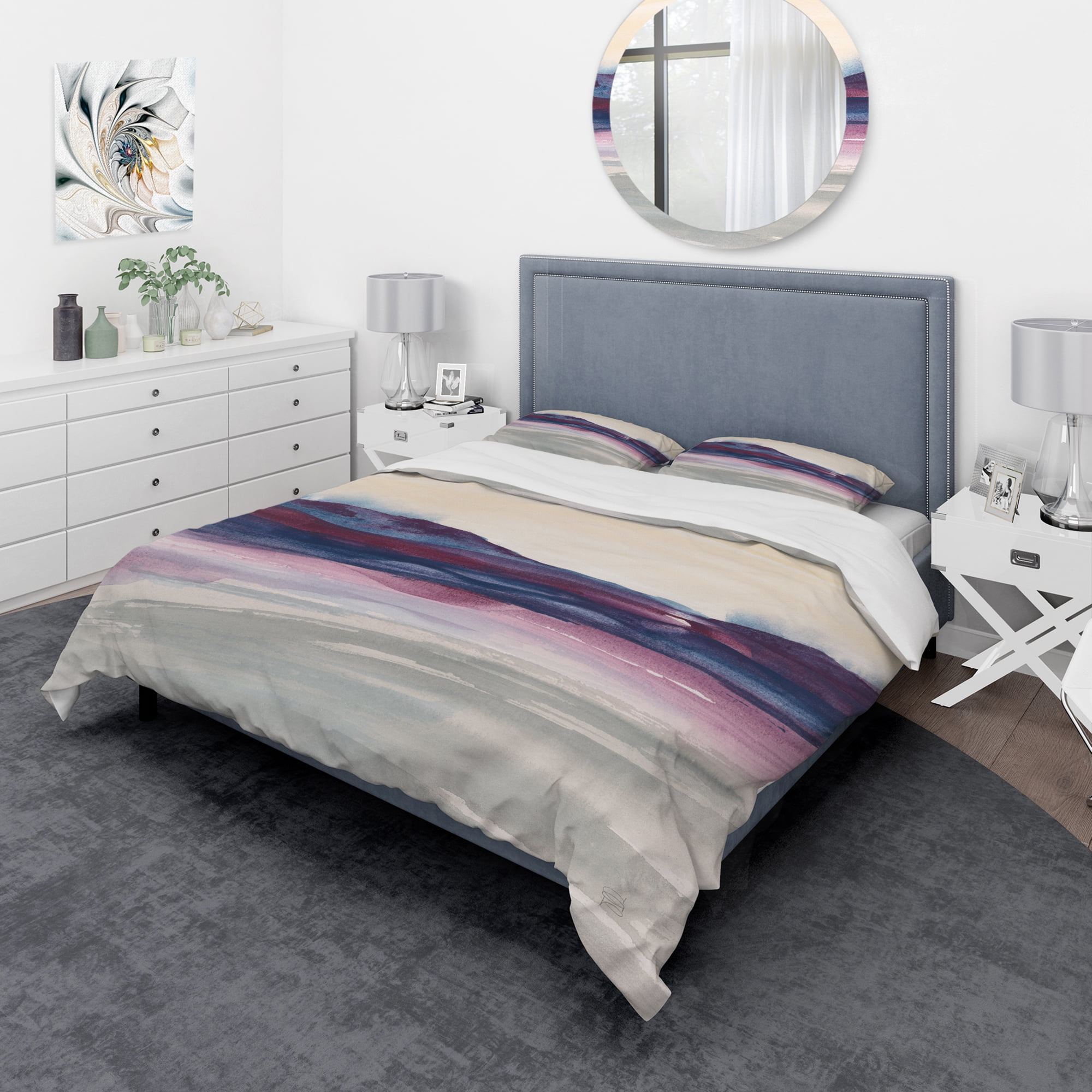 Designart 'Purple Rock landscape II' Geometric Duvet Cover Set