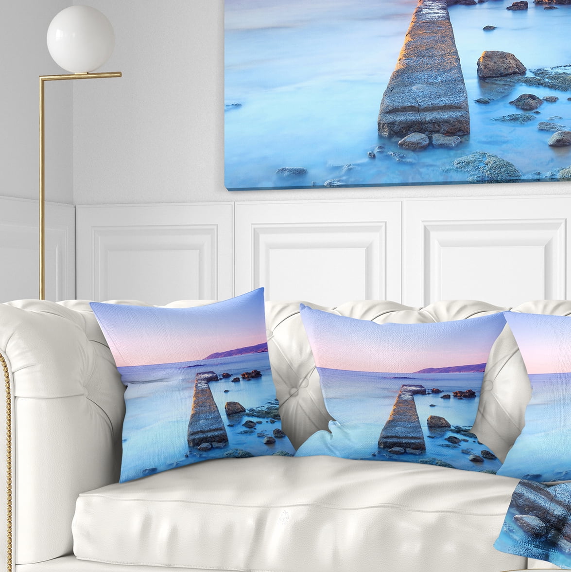 Designart Purple Sea and Sky - Seascape Throw Pillow - 18x18