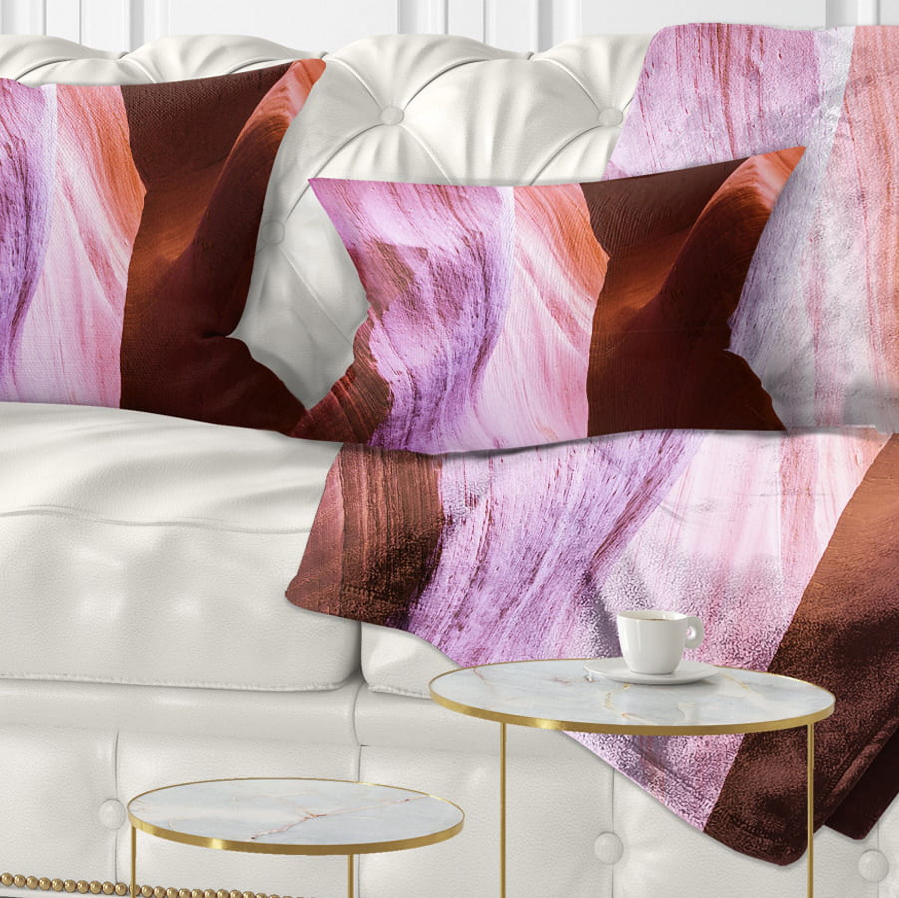 Designart Purple Shade in Antelope Canyon - Landscape Photography Throw Pillow - 12x20
