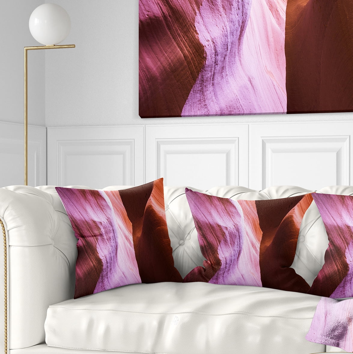 Designart Purple Shade in Antelope Canyon - Landscape Photography Throw Pillow - 16x16