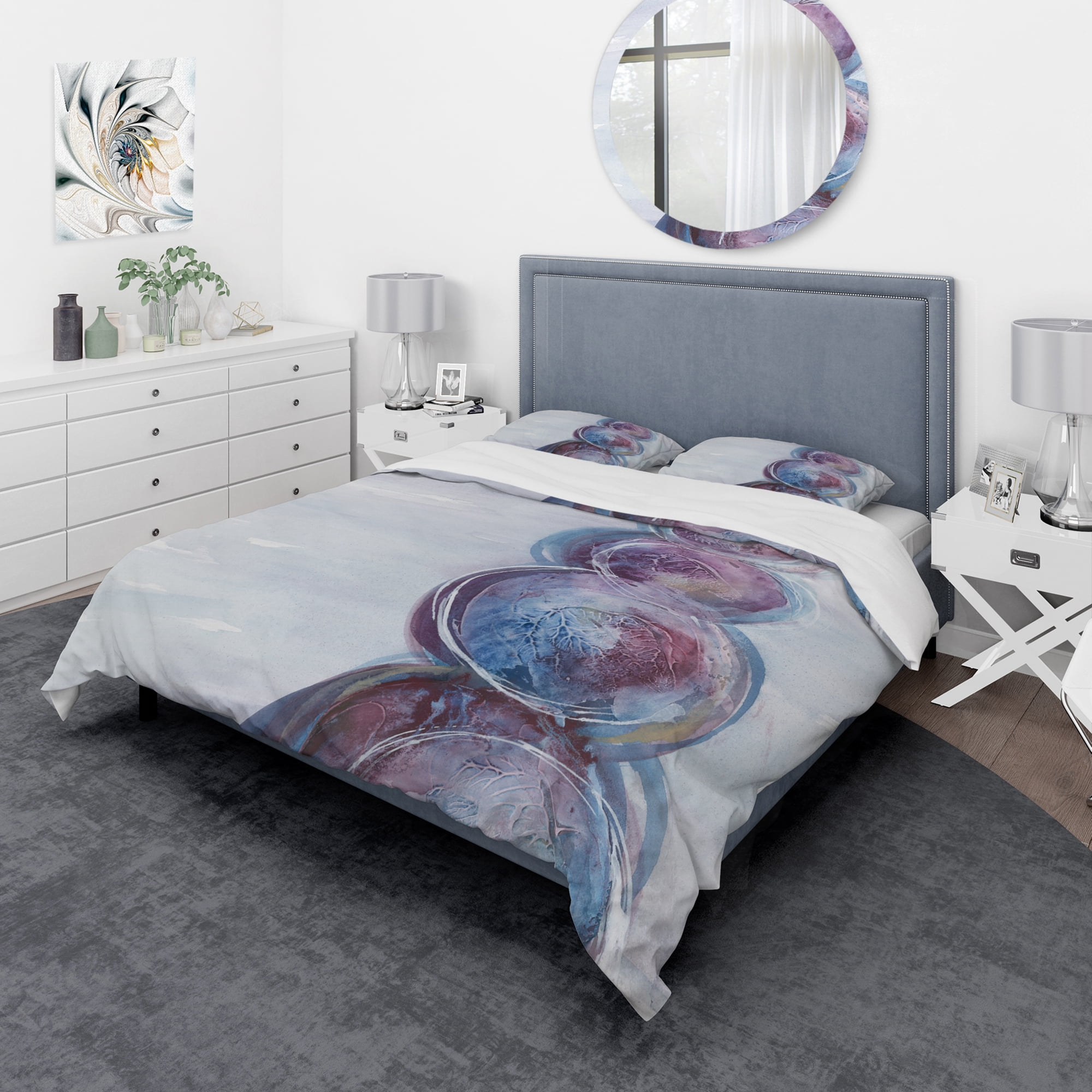 Designart 'Purple Starting Over I' Geometric Duvet Cover Set