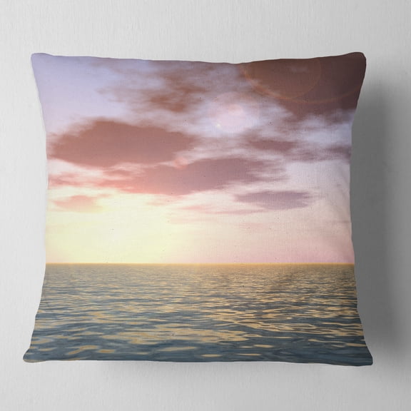 Designart Purple Tinged Atlantic Seashore - Seascape Throw Pillow - 16x16